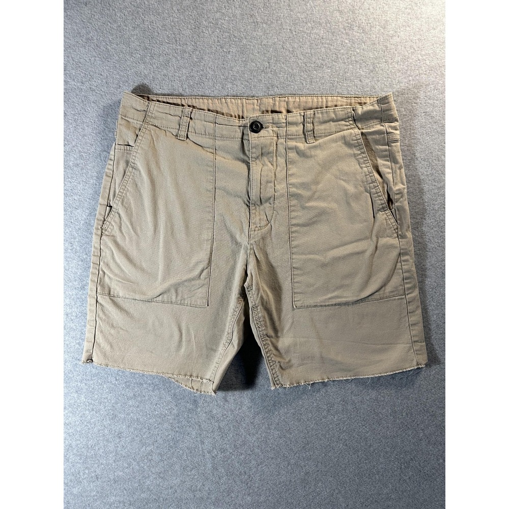 No Boundaries Mens 36 Khaki Chino Shorts Raw Hem Cotton Utility Cargo 7" Inseam
